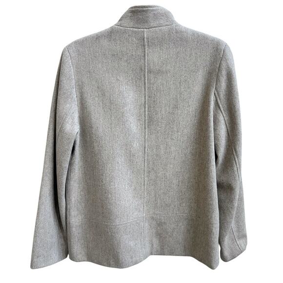 Bossini Women’s Oatmeal Wool Blend Suit Jacket Blazer Sz 9 Full Zip High Neck - Picture 2 of 7